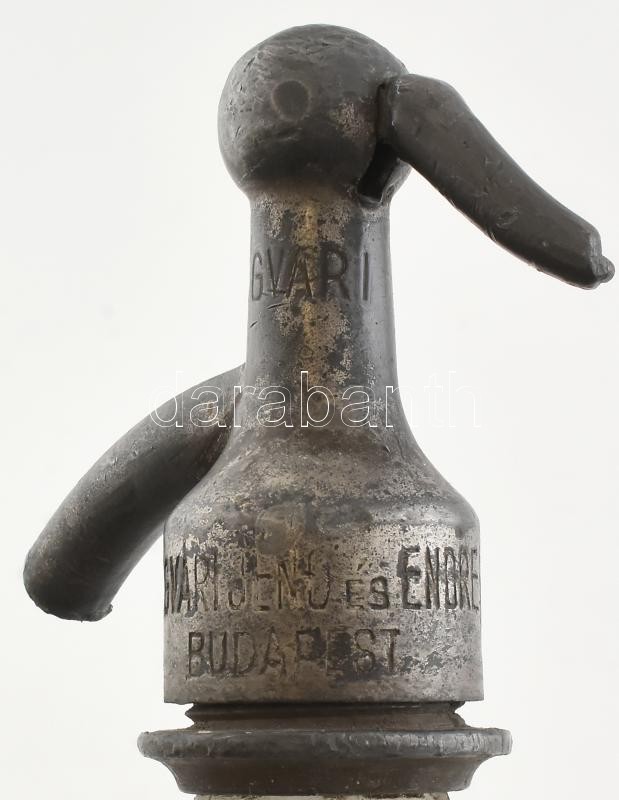 Ungvári Miksa szikvízgyára Budapest, feliratos, halas figurális, dombornyomott szikvizes, szódás üveg. - Image 2