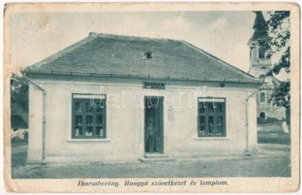 1941 Iharosberény, Hangya szövetkezet üzlete és templom (fa)