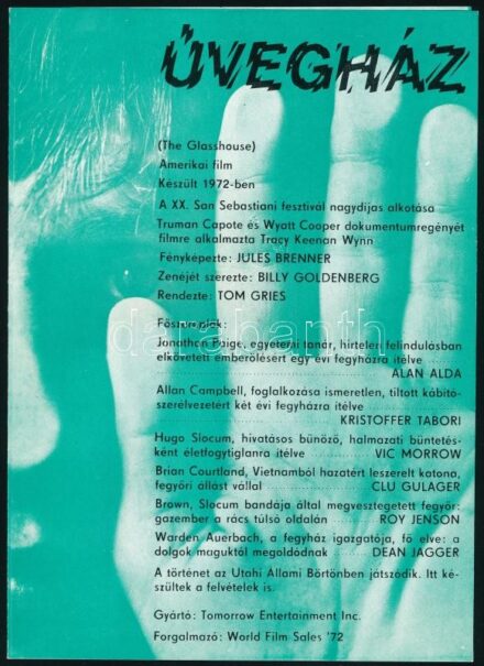 1972 Az Üvegház (The Glasshouse) c. amerikai film ismertetője, 4 p.