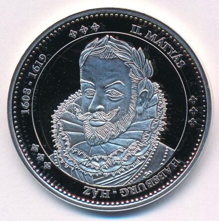 DN 'Magyarország Keresztény Királyai / II. Mátyás 1608-1619' Ag emlékérem (20,16g/0.333/38mm) T:PP kis ph