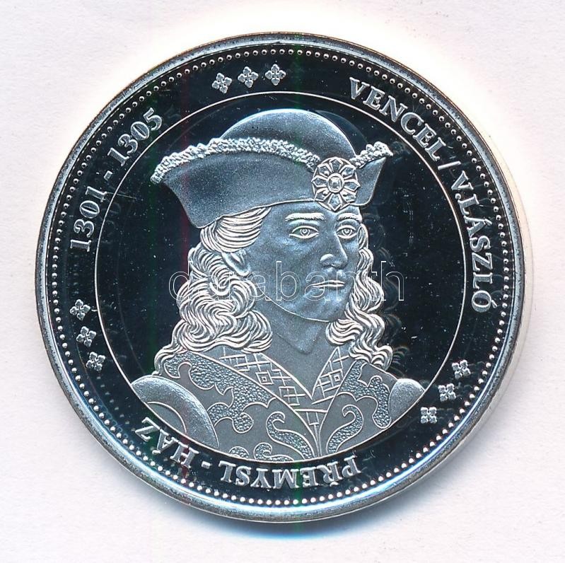 DN 'Magyarország Keresztény Királyai / Vencel/V.László 1301-1305' Ag emlékérem (20,20g/0.333/38mm) T:PP