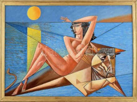 Jann jelzéssel. Európa elrablása. Olaj, farost. Dekoratív fakeretben. 50x70 cm