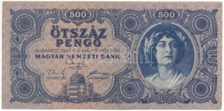 1945. 500P magyar 'N' betű orosz 'P' helyett T:III,III- Adamo P19h
