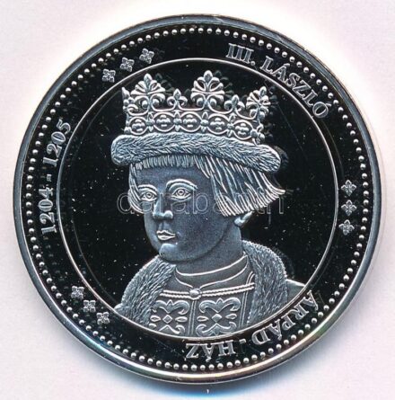 DN 'Magyarország Keresztény Királyai / III. László 1204-1205' Ag emlékérem (20,20g/0.333/38mm) T:PP ph