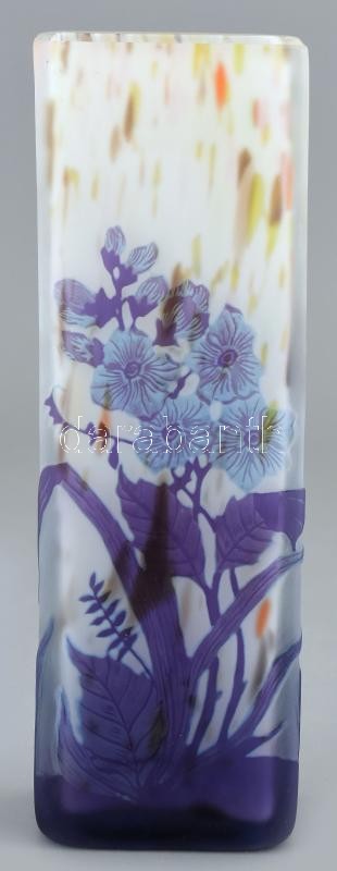 Daum Nancy TIP jelzéssel: Díszváza. Fújt üveg, überfangglas, savmaratásos technikával díszített. Kopásnyomokkal. m: 20 cm - Image 2