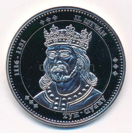 DN 'Magyarország Keresztény Királyai / II. István 1116-1131' Ag emlékérem (20,20g/0.333/38mm) T:PP