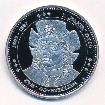 DN 'Magyarország Keresztény Királyai / I. 'Bajor' Ottó 1305-1307' Ag emlékérem (20,25g/0.333/38mm) T:PP kis patina