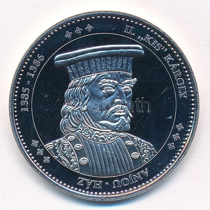 DN 'Magyarország Keresztény Királyai / II. 'Kis' Károly 1385-1386' Ag emlékérem (20g/0.333/38mm) T:PP karc