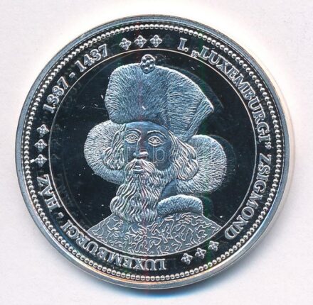 DN 'Magyarország Keresztény Királyai / Luxemburgi Zsigmond 1387-1437' Ag emlékérem tanúsítvánnyal (20,25g/0.333/38mm) T:PP