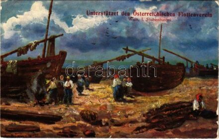 Unterstützet den Österreichischen Flottenverein, Wien I. Stubenbastei. H.K. & Co. M. Serie 466. Marke Palette / Austro-Hungarian Navy, K.u.K. Kriegsmarine art postcard, support fund (EB)