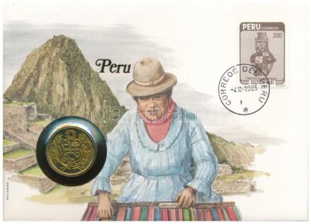 Peru 1982. 50I Cu-Ni felbélyegzett borítékban, bélyegzéssel, német nyelvű leírással T:1 Peru 1982. 50 Intis Cu-Ni in envelope with stamp, with German description C:UNC