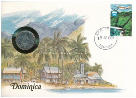 Kelet-Karibi Államok / Dominika 1981. 25c felbélyegzett borítékban, bélyegzéssel, német nyelvű leírással T:1 East Caribbean States / Dominica 1981. 25 Cents in envelope with stamp and cancellation, with German description C:UNC