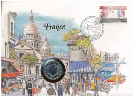 Franciaország 1988. 1Fr, felbélyegzett borítékban, bélyegzéssel, német nyelvű leírással T:1- France 1988. 1 Franc in envelope with stamp and cancellation, with German description C:AU