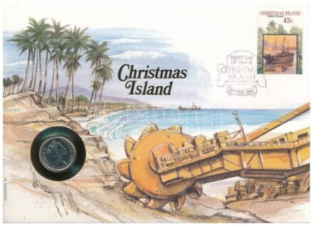 Ausztrália / Karácsony-sziget 1990. 5c felbélyegzett borítékban, bélyegzéssel, német nyelvű leírással T:1 Australia / Christmas Island 1990. 5 Cents in envelope with stamp and cancellation, with German description C:UNC