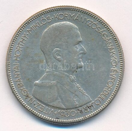 1930. 5P Ag 'Horthy jobbra' T:1-,2 patina Adamo P8