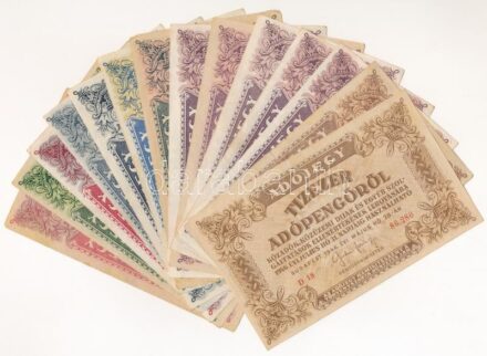 1946. 14db-os adópengő bankjegy tétel, közte 1.000.000AP 'C 37 85.261' fordított címerrel T:vegyes