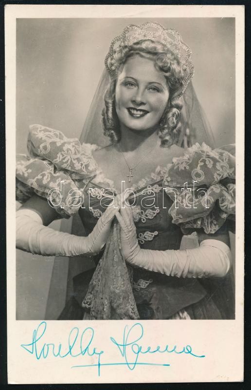 Honthy Hanna (1893-1978) Kossuth-díjas színművésznő aláírása az őt ábrázoló fotón