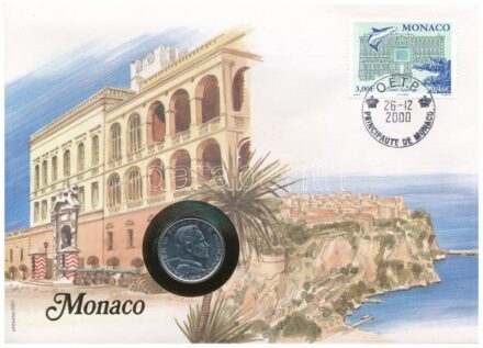 Monaco 1975. 1Fr felbélyegzett borítékban, bélyegzéssel, német nyelvű leírással T:1 Monaco 1975. 1 Franc in envelope with stamp and cancellation, with German description C:UNC