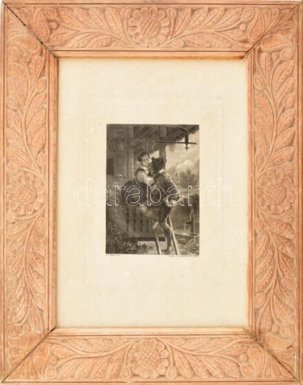 Carl Mayer (1798-1868), Karl Mahlknecht (1810-1893): Szerelmespár. Acélmetszet, papír. Jelzett a metszeten. Dekoratív, üvegezett fakeretben. 10x7,5 cm