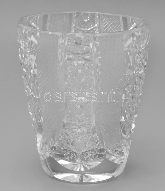 Dúsan csiszolt, ólomkristály váza, hibátlan, m:15cm