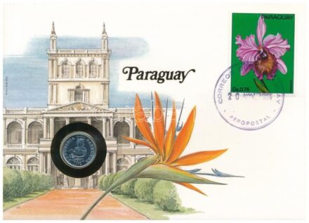 Paraguay 1978 5G, felbélyegzett borítékban, bélyegzéssel, német nyelvű leírással T:1 Paraguay 1978. 5 Guaranies in envelope with stamp and cancellation, with German description C:UNC