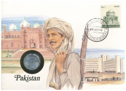 Pakisztán 1974. 10p 'FAO' érmés borítékban, bélyeggel és bélyegzéssel, német nyelvű ismertetővel T:2 Pakistan 1974 10 Paisa 'FAO' in coin envelope, with stamp and cancellation, with German description C:XF