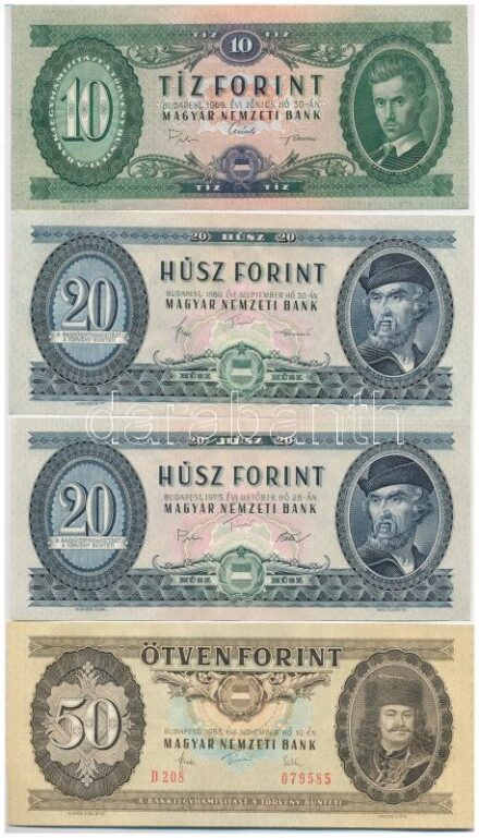 1969. 10Ft + 1975. 20Ft + 1980. 20Ft + 1983. 50Ft T:I--III szép papír