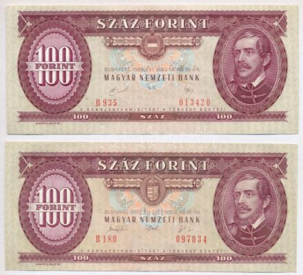 1989. 100Ft + 1993. 100Ft T:II nyomdai papírránc, elcsúszott nyomat