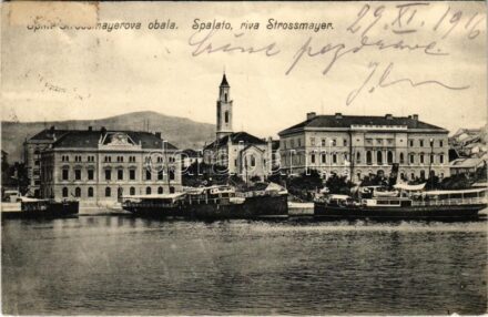 1916 Split, Spalato; Strossmayerova obala / Riva Strossmayer / port, steamships (EK)
