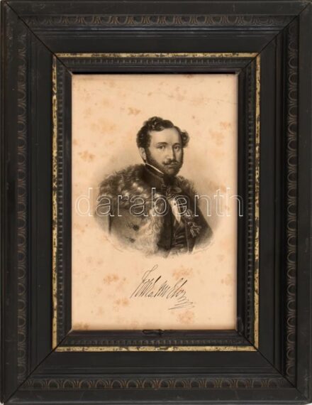 Barabás Miklós (1810-1898) rajza után metszette Mayer Károly: Jósika Miklós portréja. Acélmetszet, papír. Jelzett a metszeten. Sérült, Foltos. 14x9,5 cm. Dekoratív, üvegezett fa keretben.