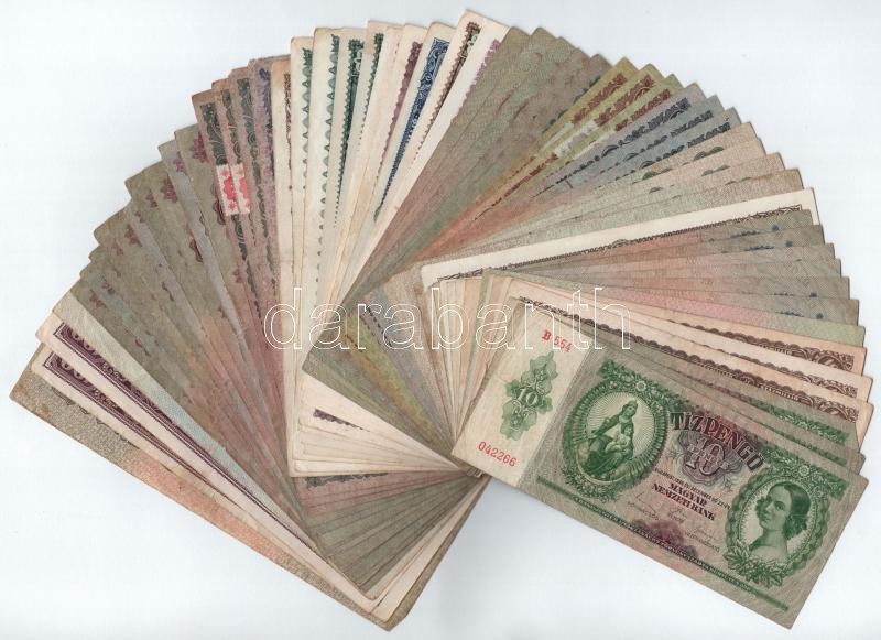 58 db-os pengő és Vöröshadsereg pengő bankjegy tétel, közte 1930. 20P (2x) és 1945. 50P T:vegyes