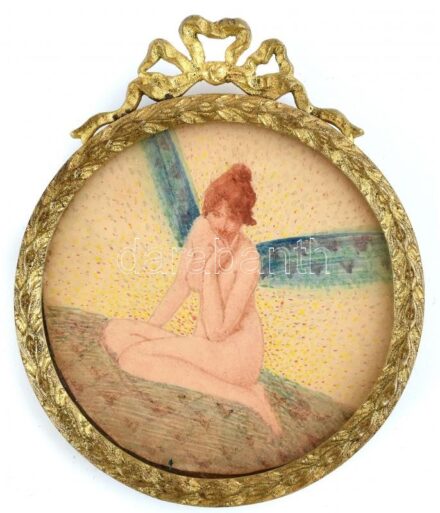Jelzés nélkül: Tündér. Akvarell, papír, fém keretben, d:6cm