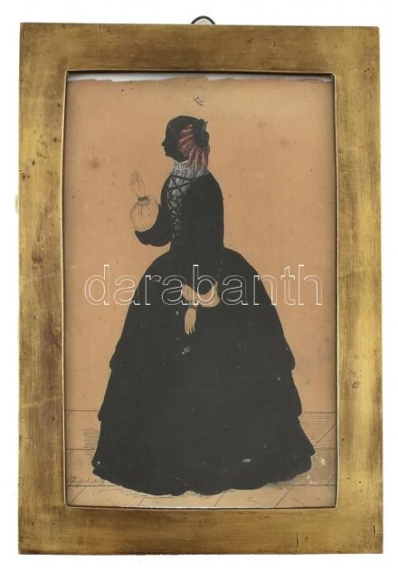 Olvashatatlan jelzéssel: Hölgy sziluettje 1834. Vegyes technika, papír. Üvegezett fém keretben. 17,5x11,5cm