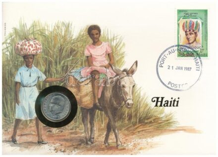 Haiti 1975. 10c felbélyegzett borítékban, bélyegzéssel, német nyelvű leírással T:1 Haiti 1975. 10 Centimes in envelope with stamp and cancellation, with German description C:UNC