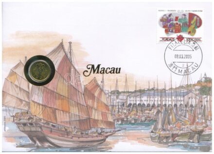 Makaó 1993. 10a, felbélyegzett borítékban, bélyegzéssel, német nyelvű leírással T:1 Macao 1993. 10 Avos in envelope with stamp and cancellation, with German description C:UNC
