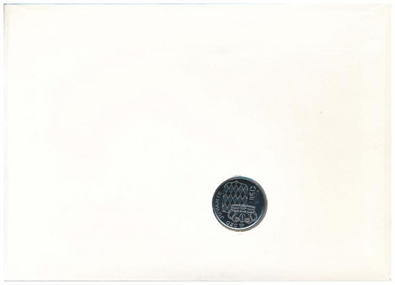 Monaco 1986. 1Fr Ni felbélyegzett borítékban, bélyegzéssel, német nyelvű tájékoztatóval T:1 Monaco 1986. 1 Franc Ni in envelope with stamp, cancellation and a prospectus in german C:UNC - Image 2