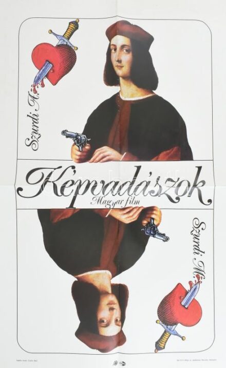 1986 A Képvadászok c. magyar film nagyméretű plakátja, moziplakát, MOKÉP-MTI Fotó, hajtva, 84x56 cm