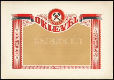 cca 1950-1960 Kitöltetlen bányász oklevél