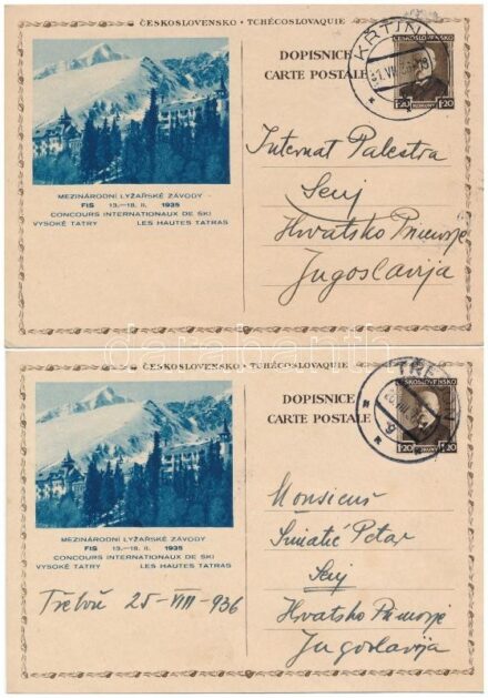 1936 Tátra, Magas-Tátra, Vysoké Tatry; Mezinárodni Lyzárské Závody FIS 1935 / Concours Internationaux de Ski Les Hautes Tatras / FIS Síverseny a Magas-Tátrában, téli sport / FIS Nordic World Ski Championships, winter sport - 2 db RÉGI