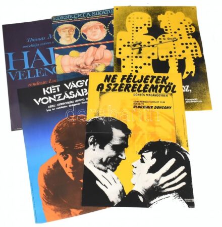 cca 1975-1981 5 db filmplakát: Halál Velencében, Édenkert a sikátorban, Illünk egymáshoz, drágám?, Ne féljetek a szerelemtől, Két vágy vonzásában; MOKÉP-MAHIR (közte 3160 pld.), hajtva, vegyes állapotban (sérült is), 57x40 cm