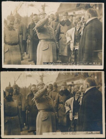 1917 Német csapatok díszpolgári áldomásivása Visoorosziban 2 db fotólap 9x14 cm