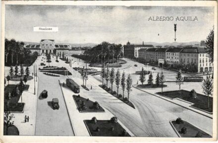 Milano, Milan; Albergo Aquila, Stazione / hotel, railway station, tram (EK)