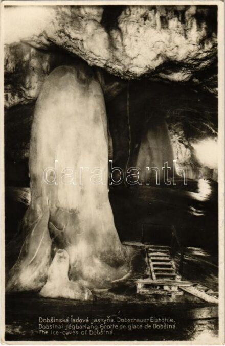 1931 Dobsina, Dobschau; Dobsinai jégbarlang, belső, Gleccser a nagyteremben. A. Fejér kiadása / Eishöhle Dobsina / Dobsinská ladová jaskyna / ice cave, interior, glacier (EK)