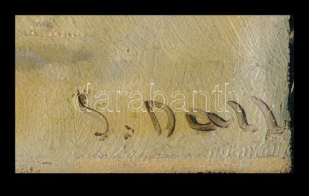 Olvashatatlan jelzéssel: Behavazott tanya. Olaj, vászon. Vakráma nélkül. 21x26 cm - Image 2