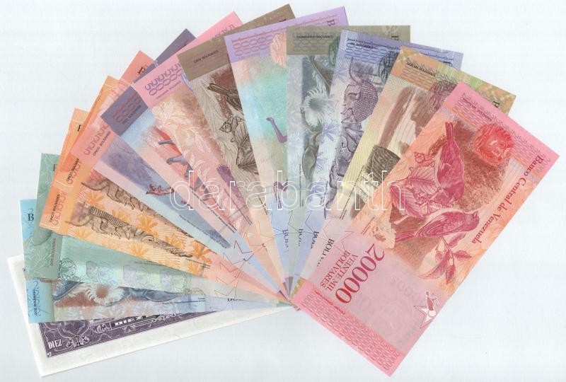Venezuela 1988. 10B + 2007-2018. 2B-20.000B (13xklf) T:I,I- Venezuela 1988. 10 Bolívares + 2007-2018. 2 Bolívares - 20.000 Bolívares (13xdiff) C:UNC,AU - Image 2