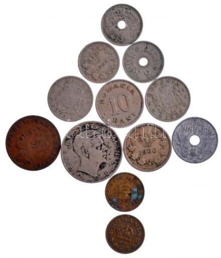 Románia 1874-1943. 5b-100L (12db) T:2-,3 Romania 1874-1943. 5 Bani - 100 Lei (12pcs) C:VF,F