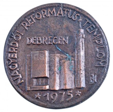 Nagy József 1975. 'Nagyerdői Református Templom Debrecen 1975 / In Memoriam Martin Luther King 1929-1968' kétoldalas Br emlékérem, nem eredeti dobozában (~74mm) T:2 patina