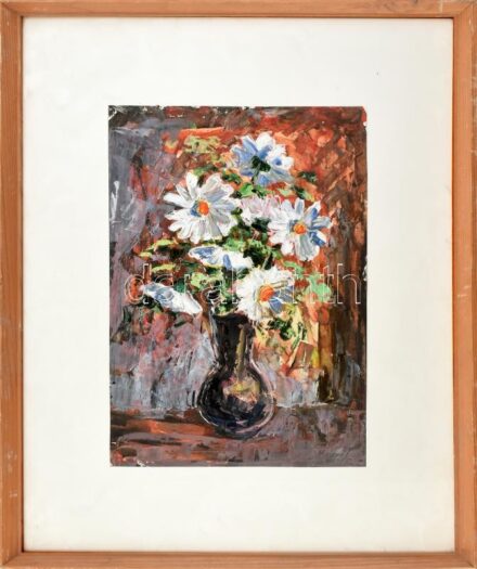 Nagypál jelzéssel: Csendélet. Olaj, papír, jelzett. Üvegezett fakeretben. 43x29 cm.
