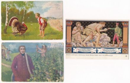 32 db RÉGI főleg motívum képeslap vegyes minőségben / 32 pre-1945 mostly motive postcards in mixed quality