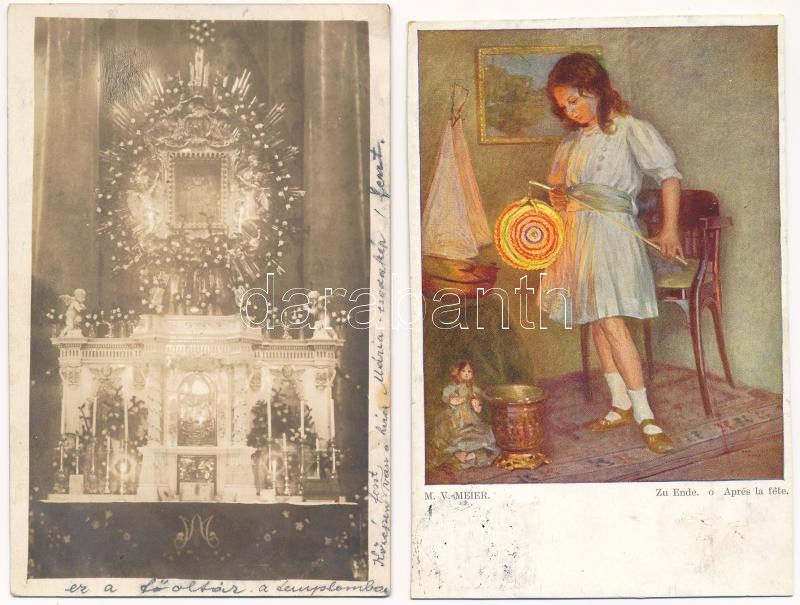 32 db RÉGI főleg motívum képeslap vegyes minőségben / 32 pre-1945 mostly motive postcards in mixed quality - Image 2